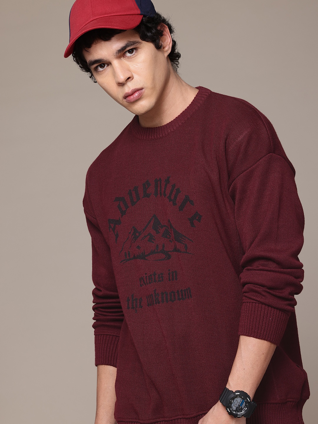 

Roadster The Lifestyle Co Printed Pullover, Burgundy