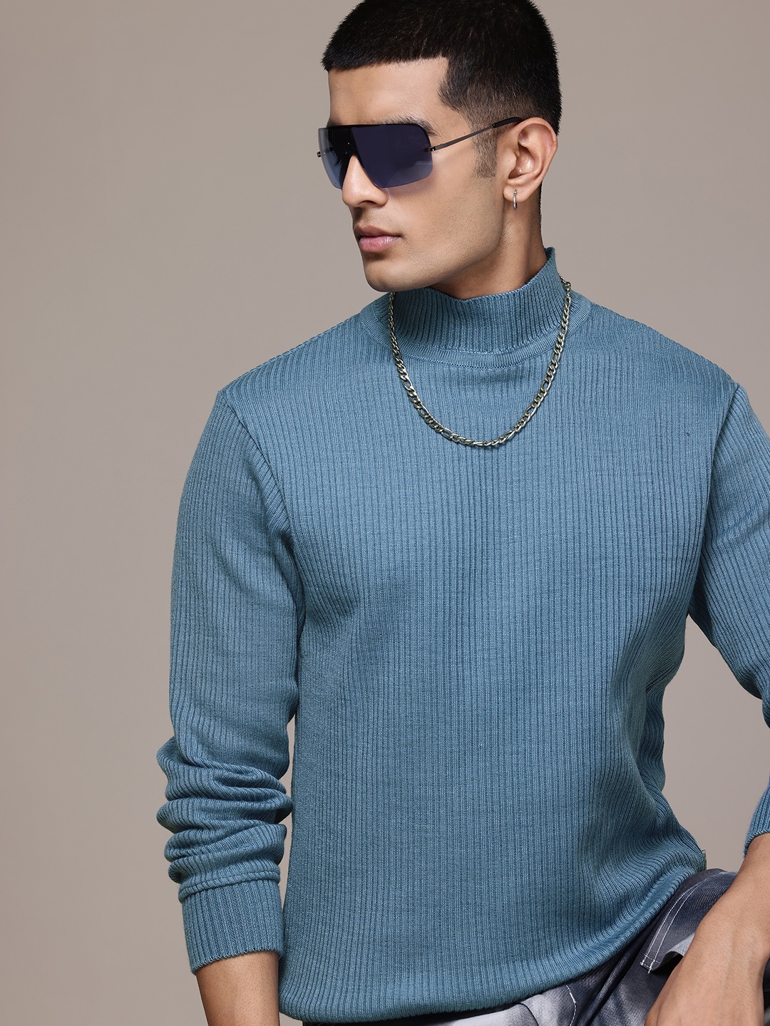 

The Roadster Lifestyle Co. High-Neck Ribbed Pullover, Blue