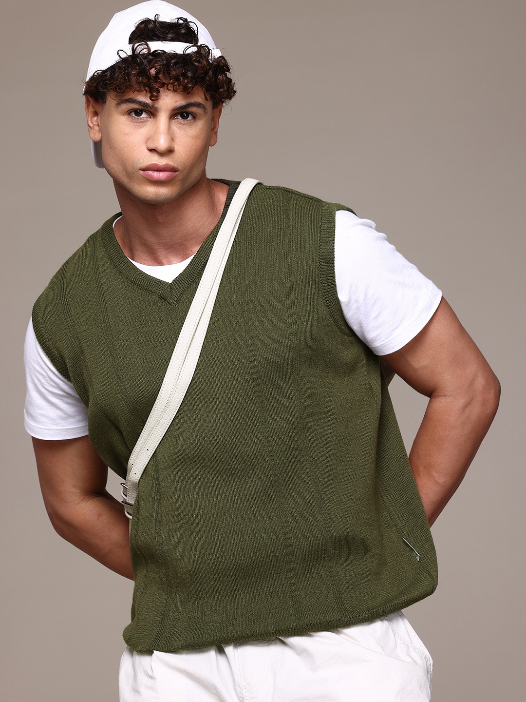

The Roadster Lifestyle Co. Textured Sweater Vest, Olive