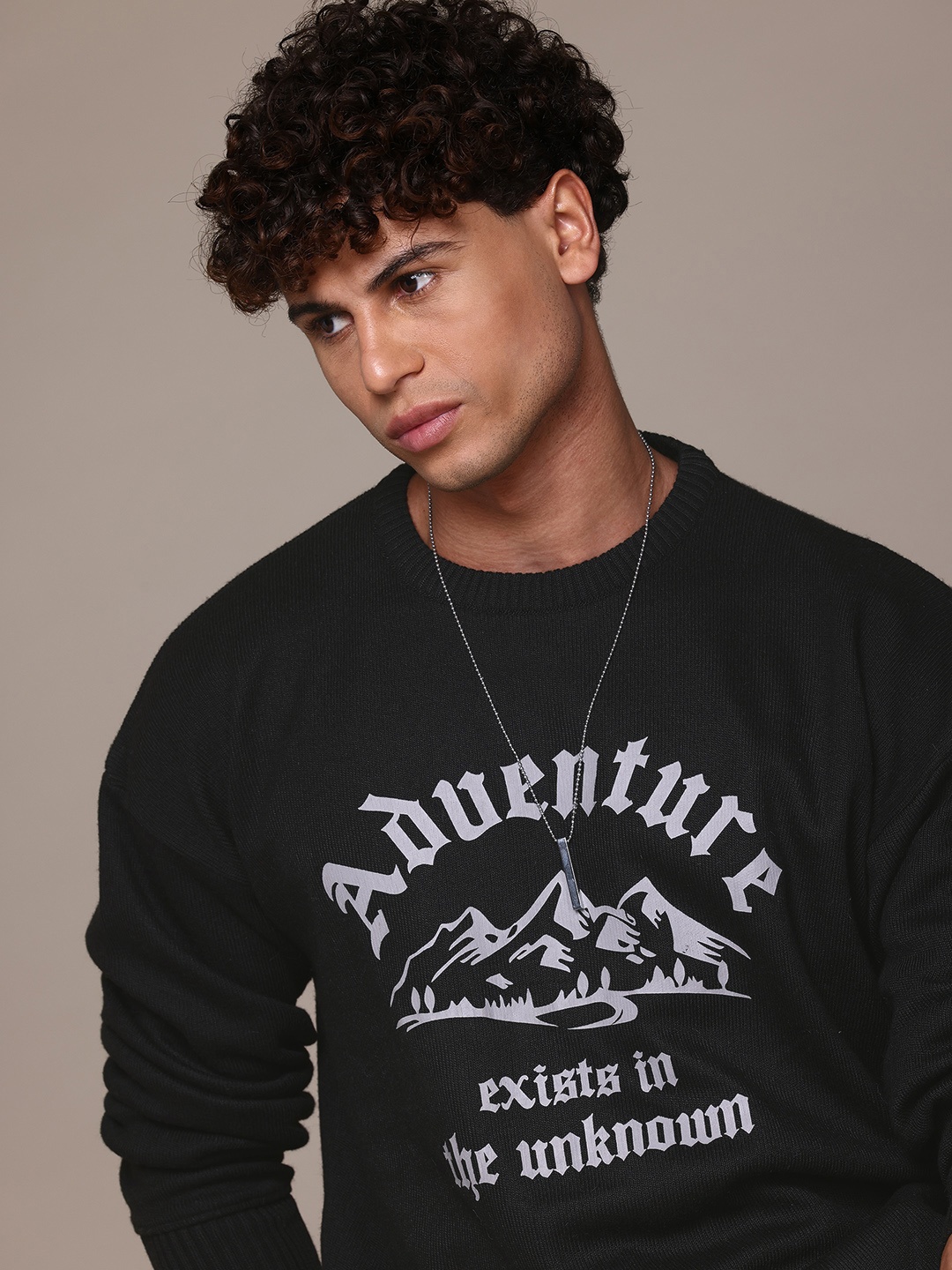 

The Roadster Lifestyle Co. Printed Pullover Sweaters, Black