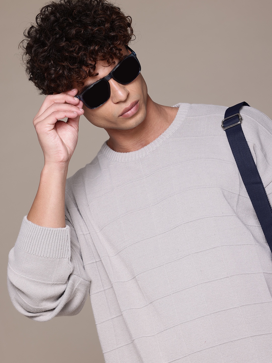 The Roadster Lifestyle Co. Self-Checked Pullover, Grey
