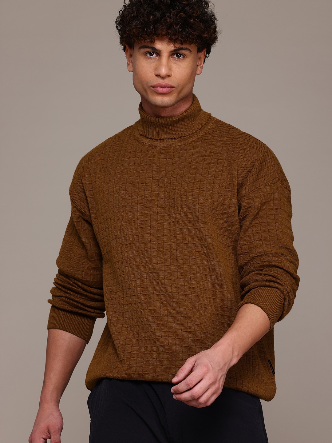 

The Roadster Lifestyle Co. Self-Checked Longline Pullover, Brown