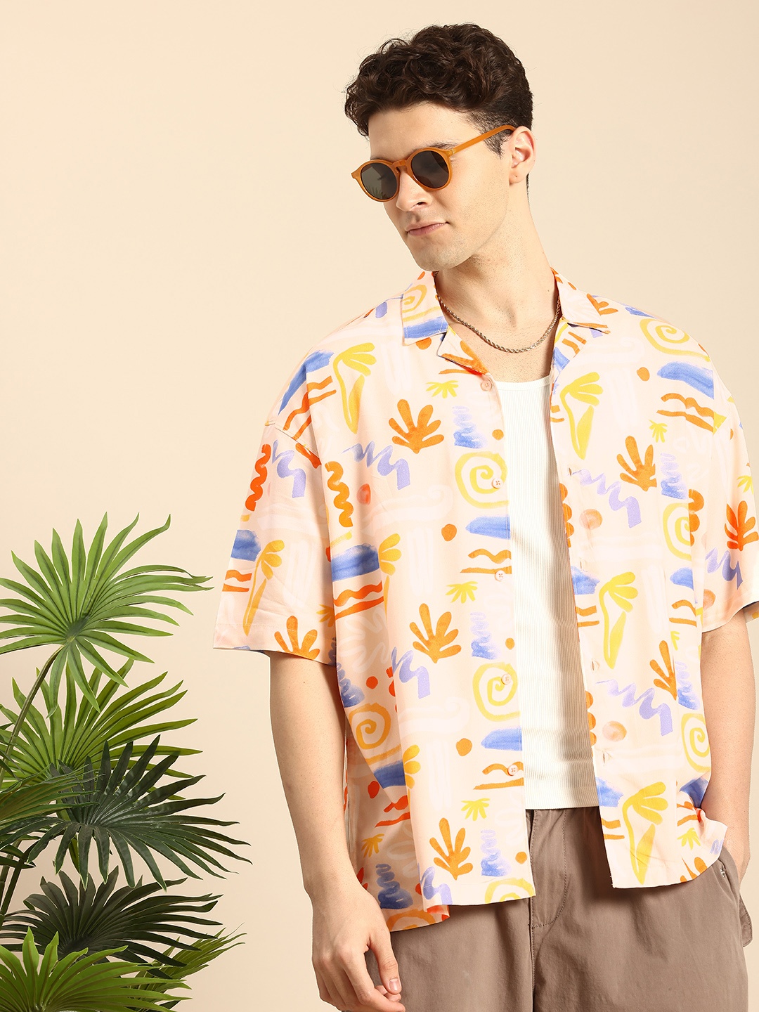 

Mast & Harbour Opaque Printed Oversized Casual Shirt, Multi
