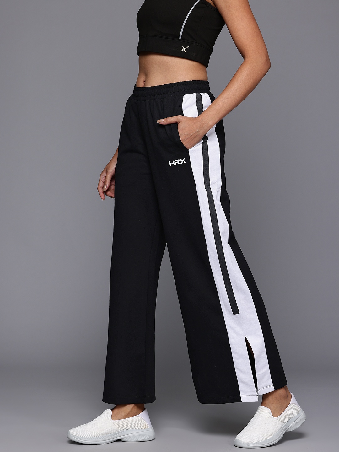 

HRX by Hrithik Roshan Women Lifestyle Wide Leg Track Pants, Black