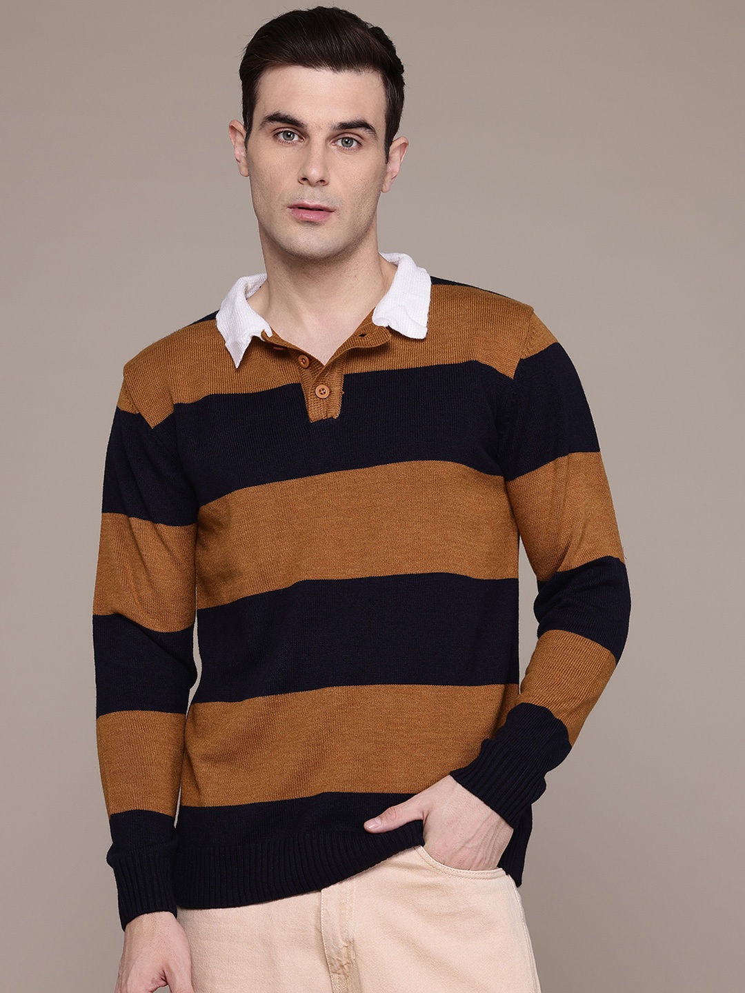 

The Roadster Lifestyle Co. Striped Pullover, Brown