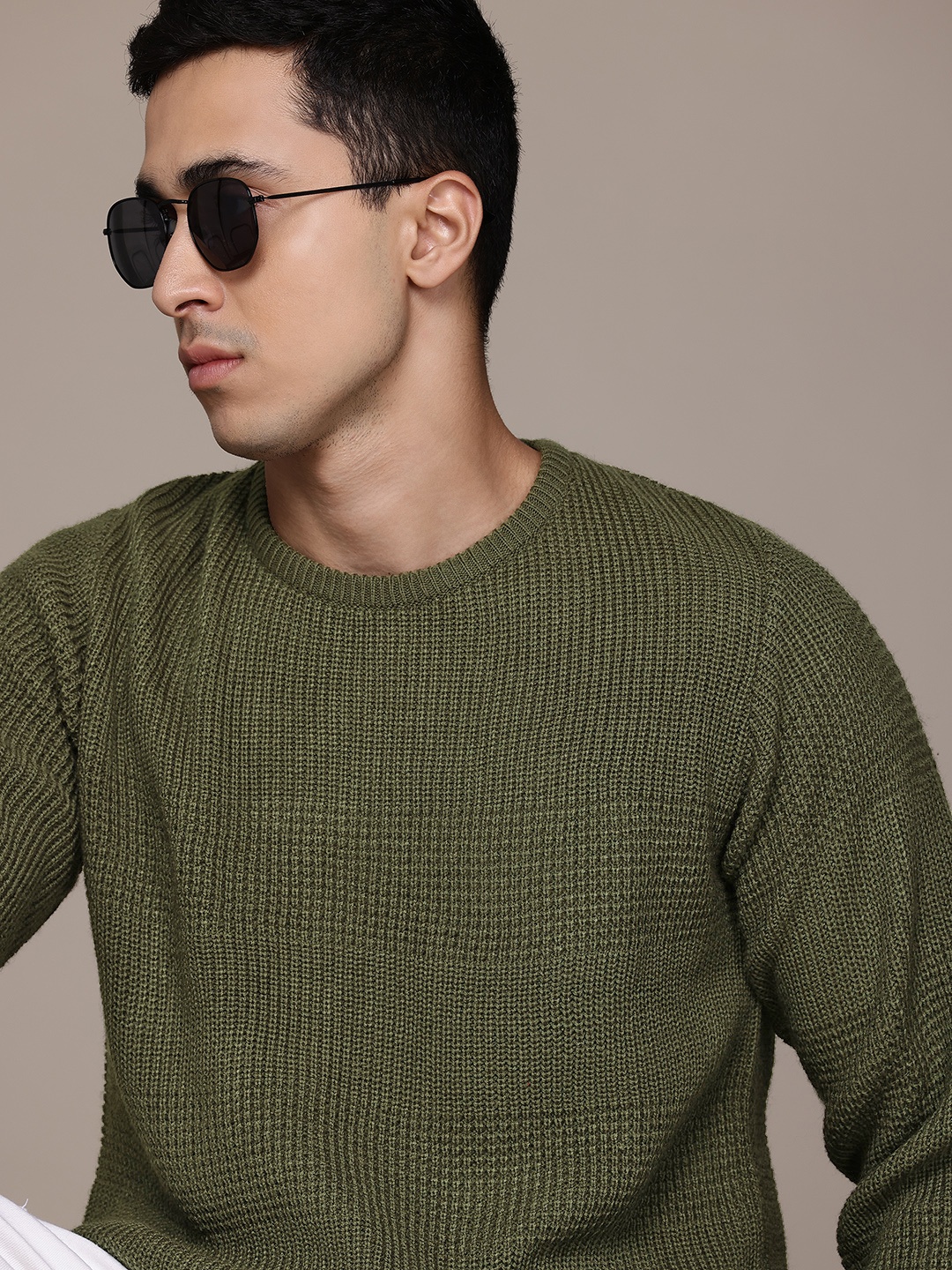 

Roadster The Lifestyle Co. Acrylic Self Design Pullover, Olive