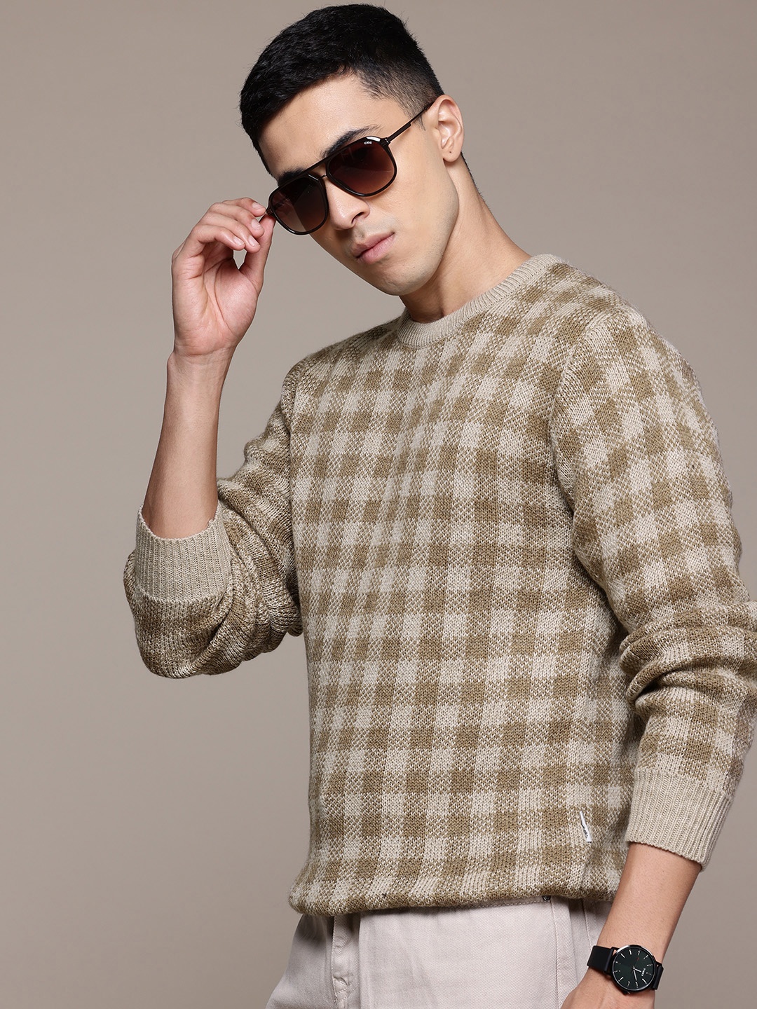 

The Roadster Lifestyle Co. Checked Pullover, Brown