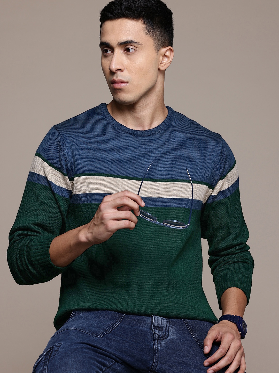 

The Roadster Lifestyle Co. Colourblocked Pullover, Blue