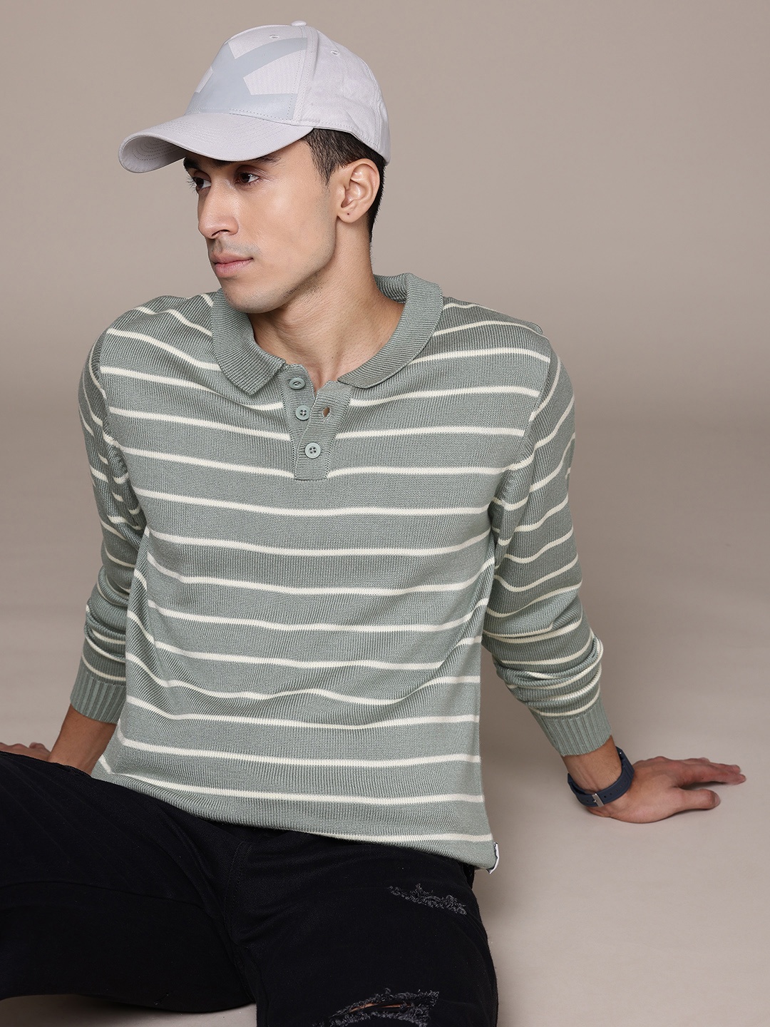 

Roadster The Lifestyle Co. Acrylic Striped Pullover, Grey