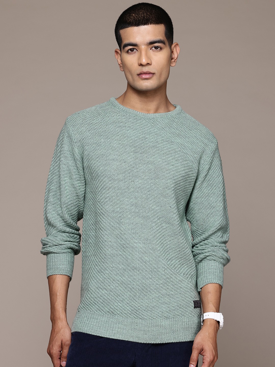

The Roadster Lifestyle Co. Pure Acrylic Ribbed Pullover, Green