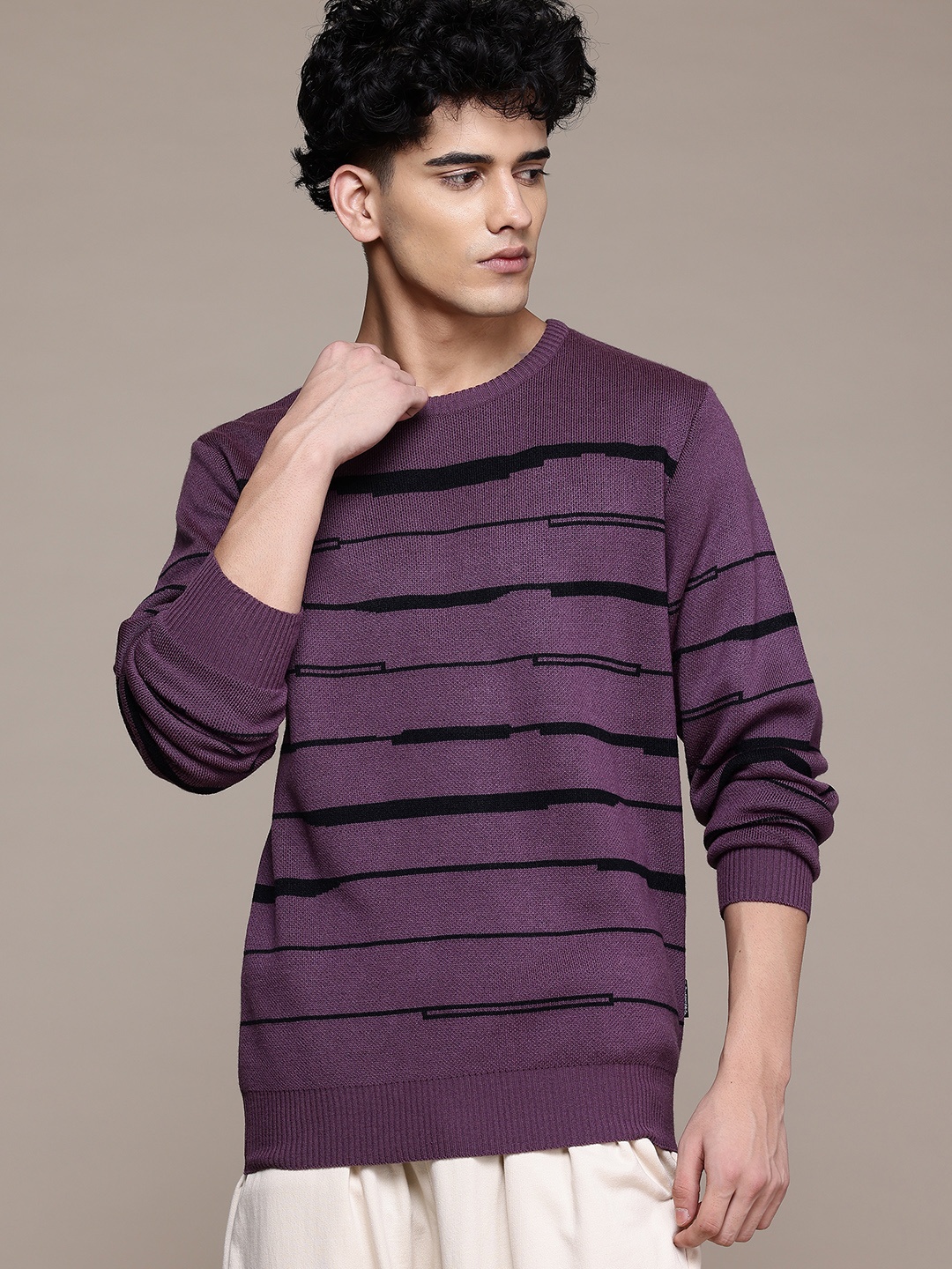 

The Roadster Lifestyle Co. Striped Pullover, Purple