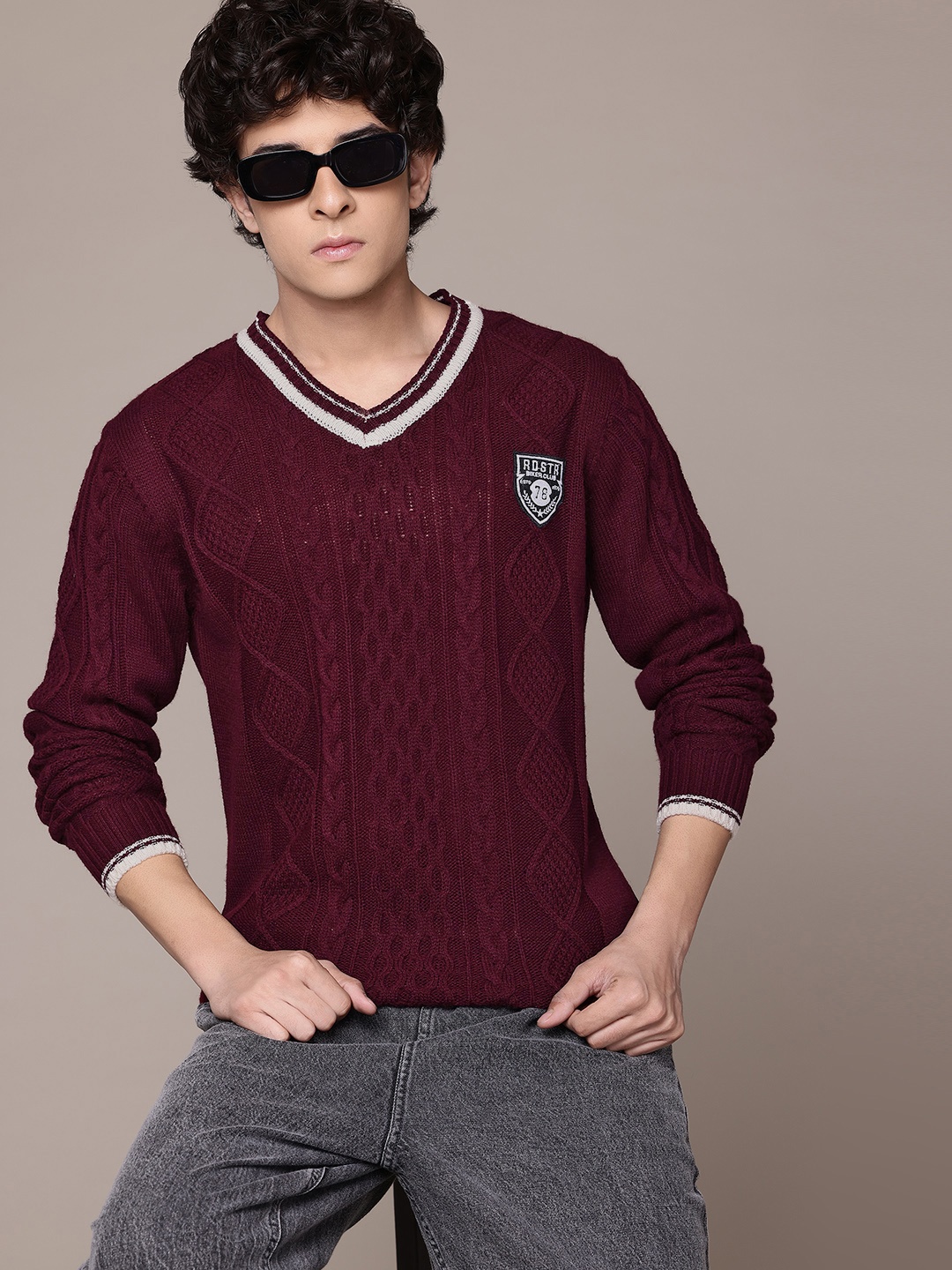 

The Roadster Lifestyle Co. Self-Design Acrylic Pullover, Maroon