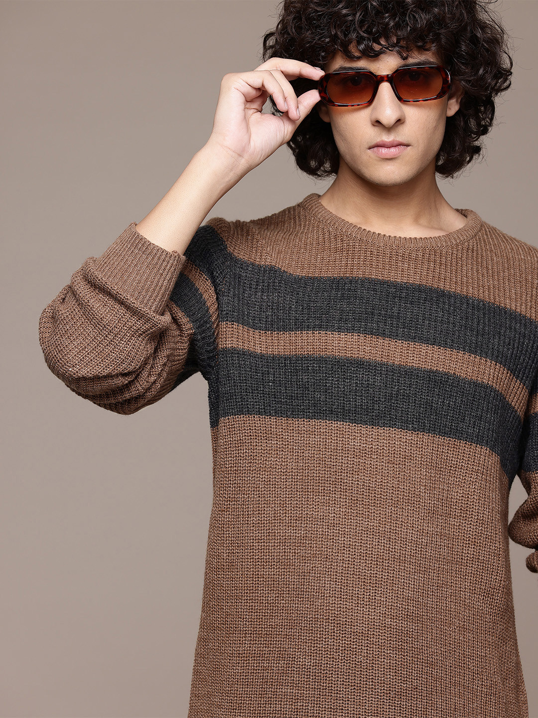 

The Roadster Lifestyle Co. Striped Pullover, Brown