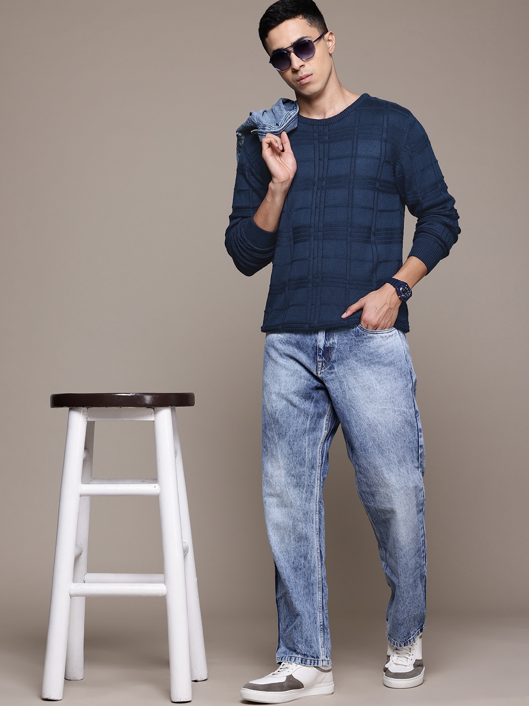 

The Roadster Lifestyle Co. Checked Pullover, Navy blue