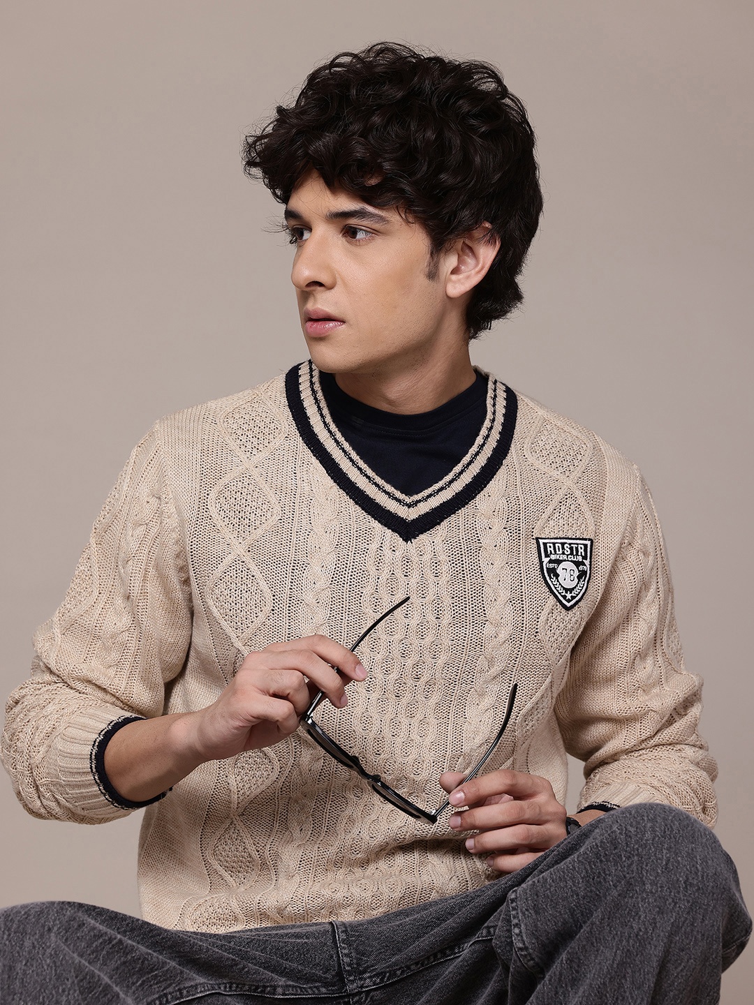 

The Roadster Lifestyle Co. Self-Design Acrylic Pullover, Beige