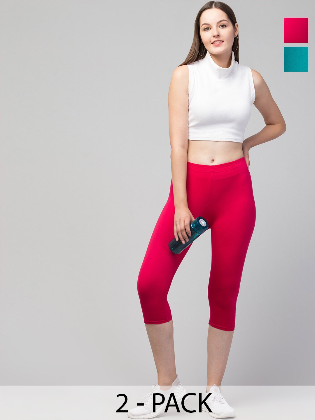 

Apraa & Parma Pack of 2 Skinny Fit Capris, Teal