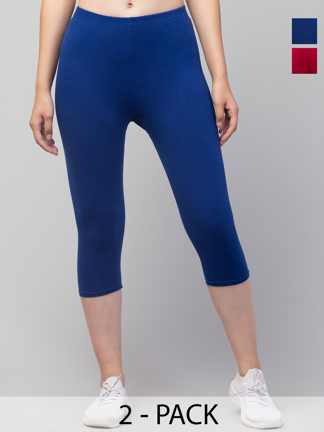

Apraa & Parma Pack of 2 Skinny Fit Capris, Pink
