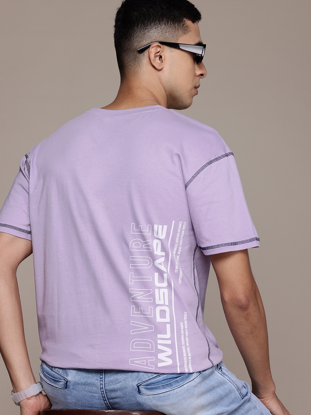 The Roadster Lifestyle Co. Printed Oversized Pure Cotton T-shirt