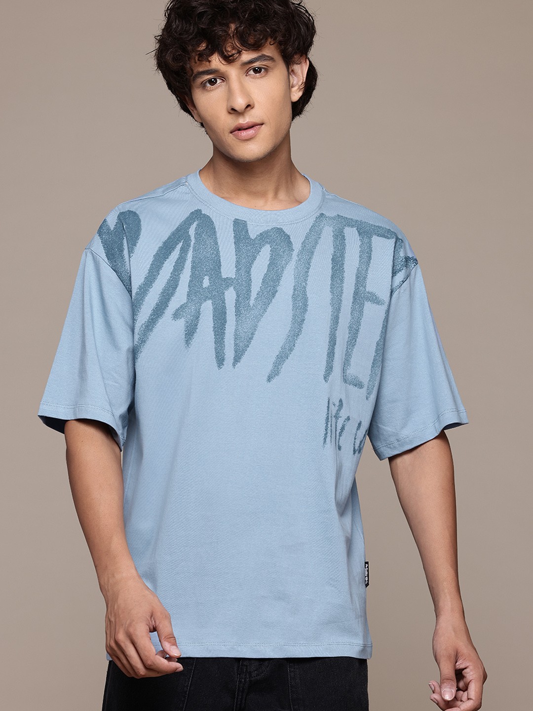 

The Roadster Lifestyle Co. Brand Logo Print Relaxed Fit Pure Cotton T-shirt, Blue
