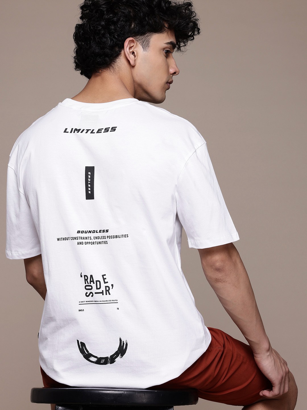 

The Roadster Lifestyle Co. Drop-Shoulder Sleeves Pure Cotton Oversized T-shirt, White