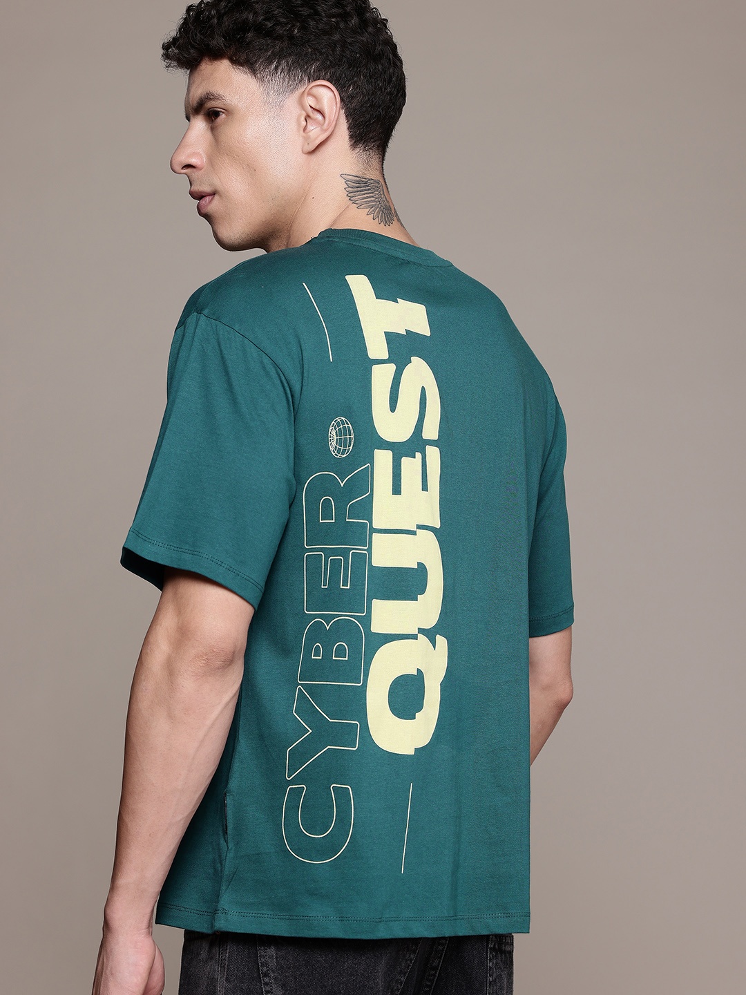 

The Roadster Lifestyle Co. Men Printed Relaxed Fit Pure Cotton T-shirt, Teal