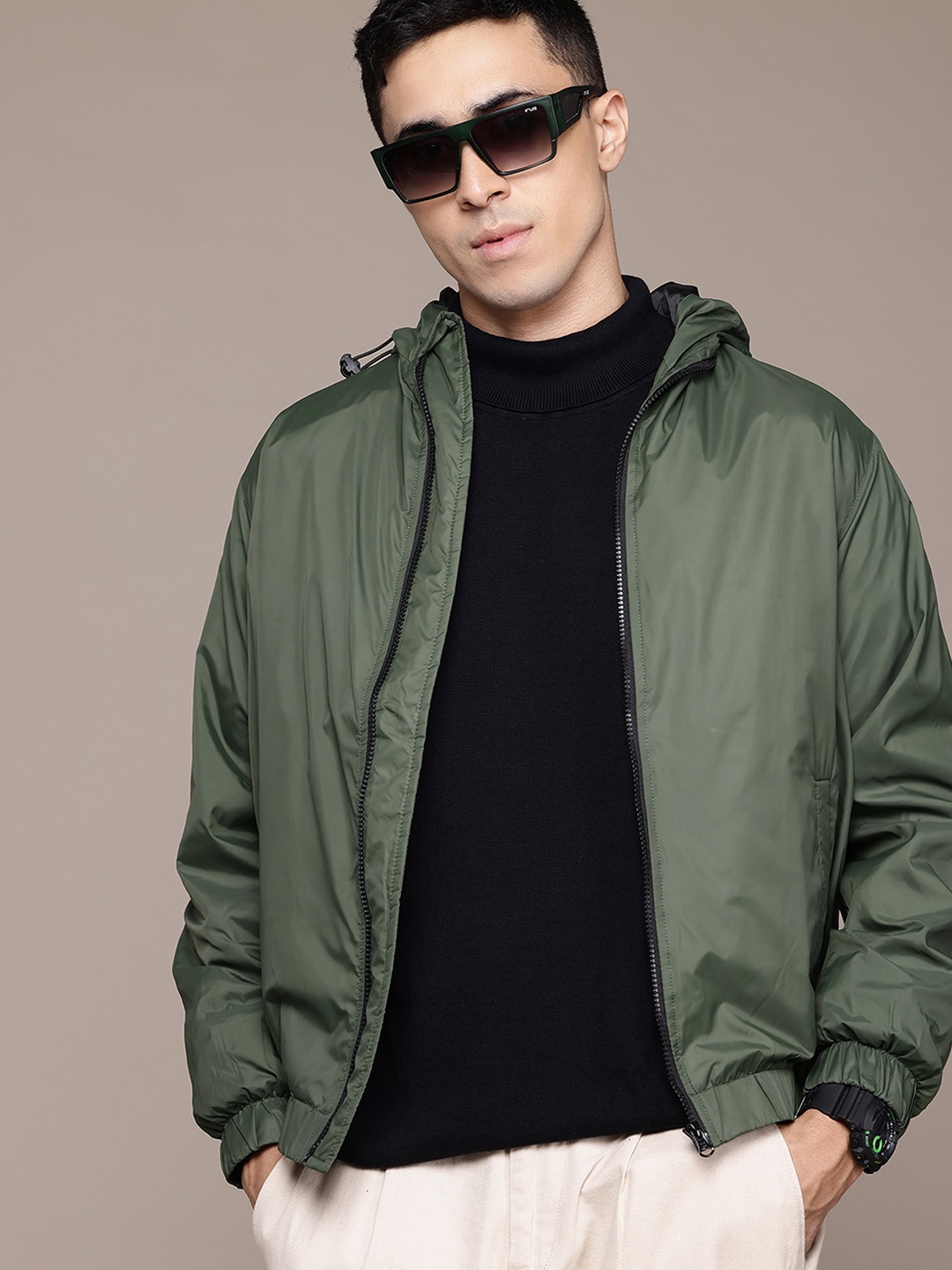 

The Roadster Life Co. Hooded Bomber Jacket, Olive