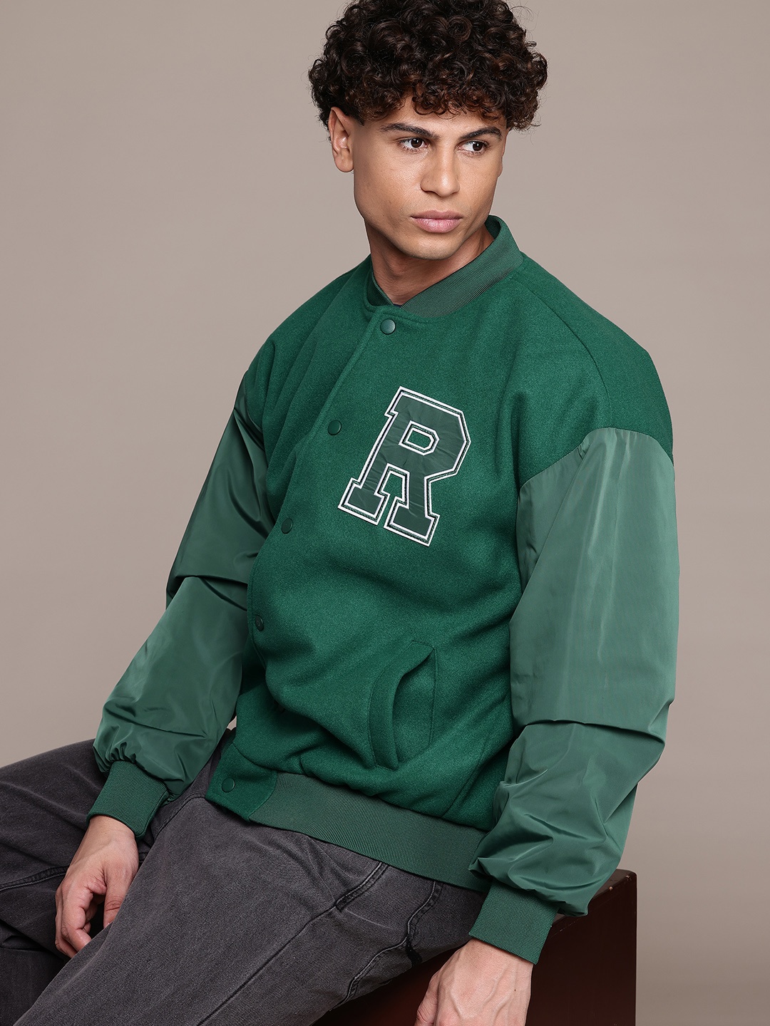 

The Roadster Lifestyle Co. Fleece Varsity Jacket, Green