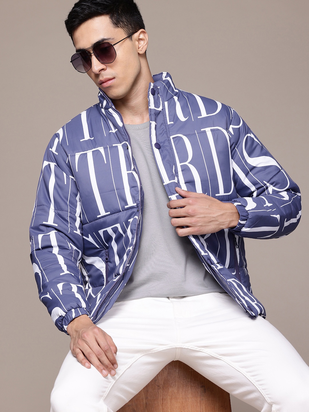 

The Roadster Lifestyle Co. Typography Printed Padded Jacket, Blue