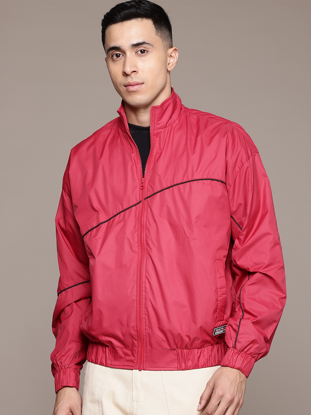 

The Roadster Lifestyle Co. Mock Collar Tailored Jacket, Red