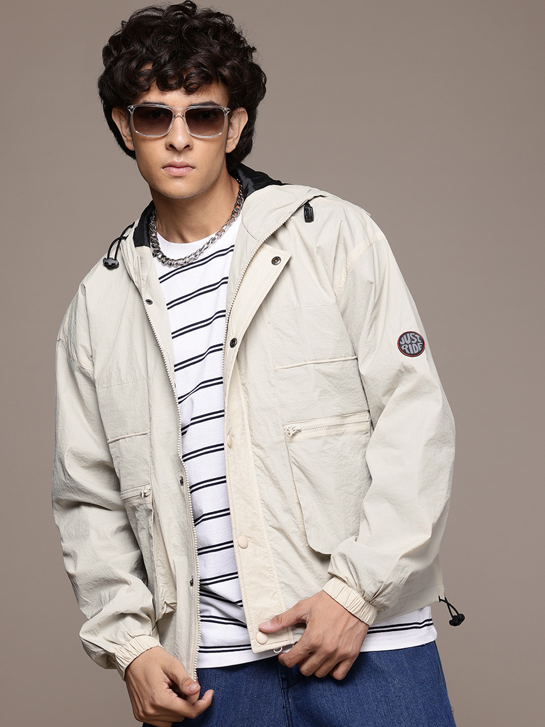

The Roadster Lifestyle Co. Hooded Tailored Jacket, Off white