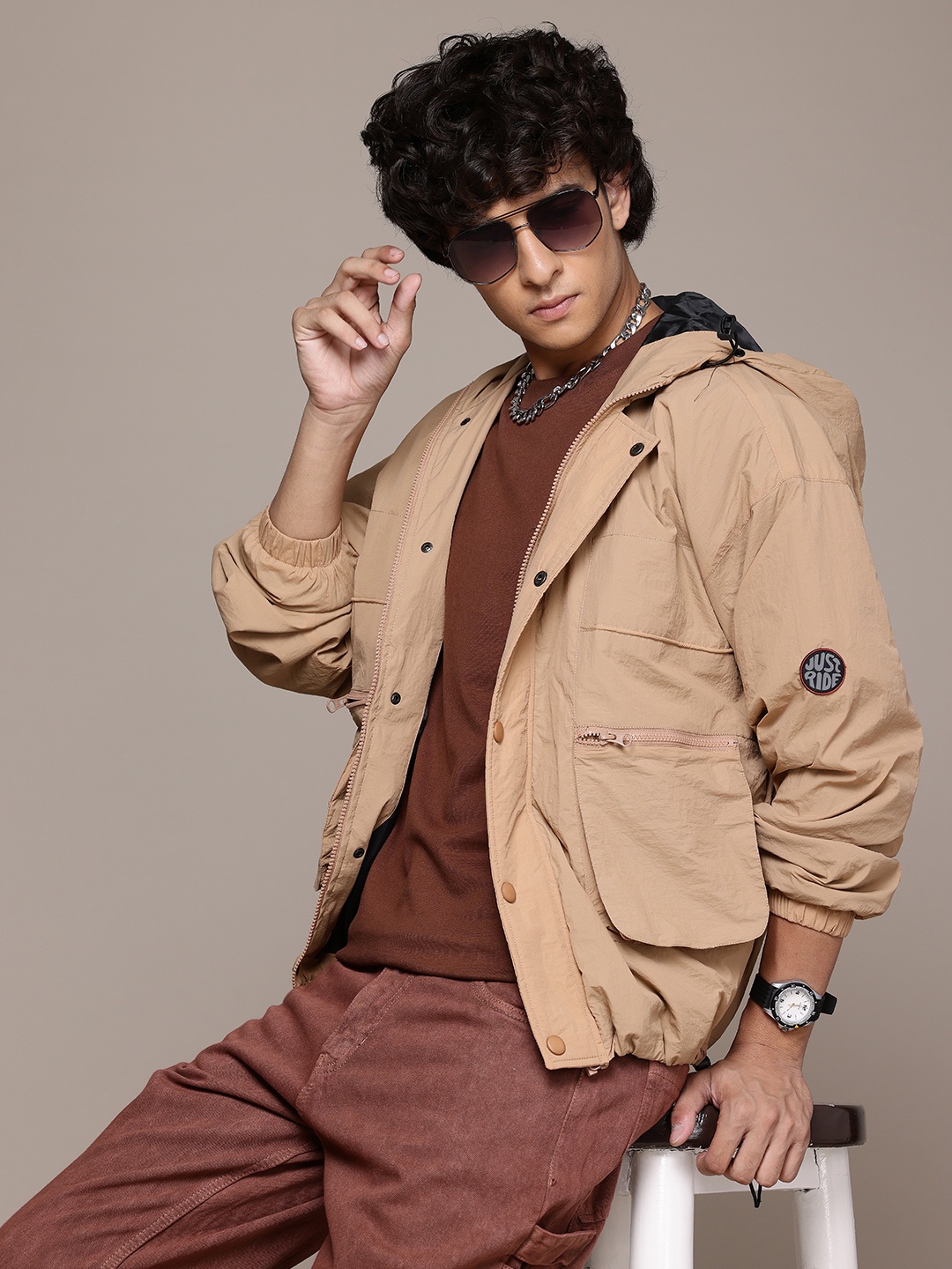 

The Roadster Lifestyle Co. Hooded Tailored Jacket, Tan