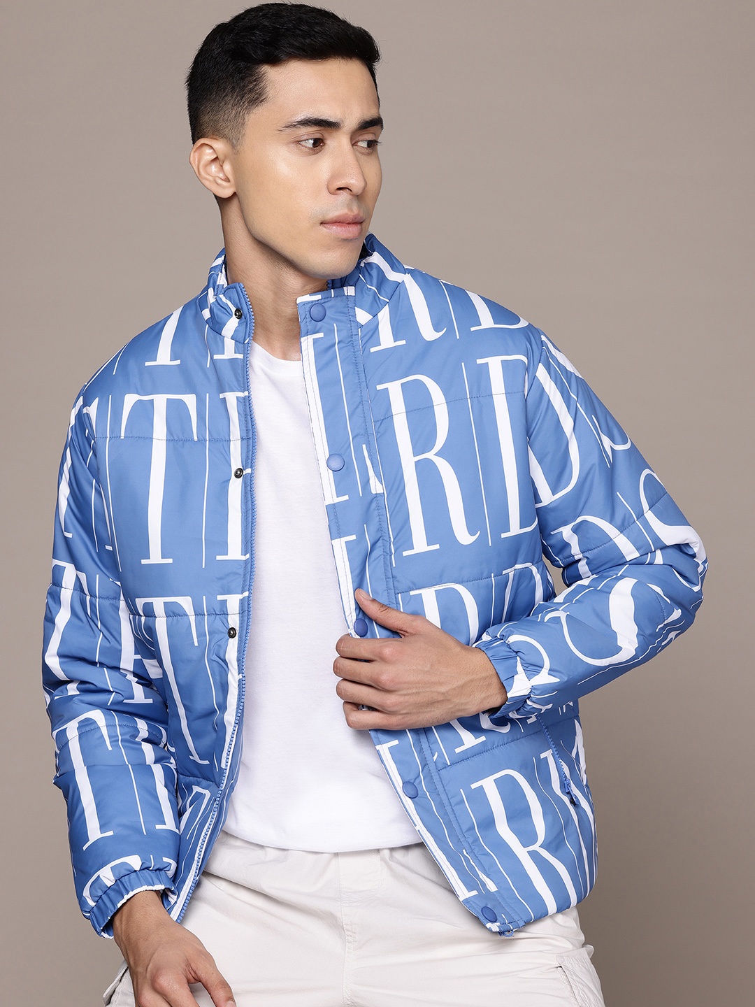 

The Roadster Lifestyle Co. Typography Printed Padded Jacket, Blue