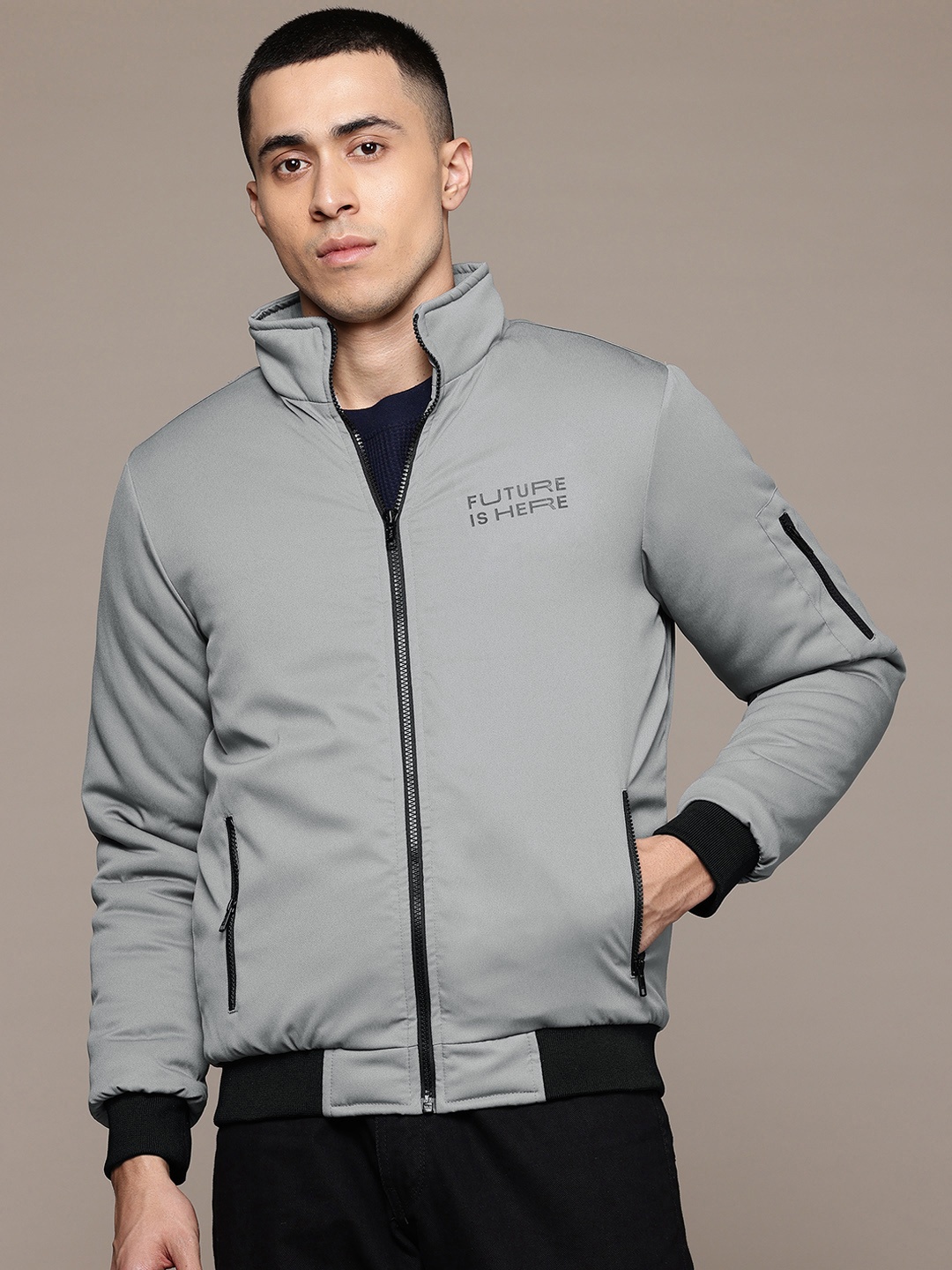

The Roadster Lifestyle Co. Mock Collar Tailored Jacket, Grey