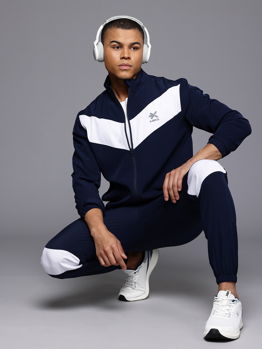 

HRX by Hrithik Roshan Colourblocked Casual Tracksuit, Navy blue