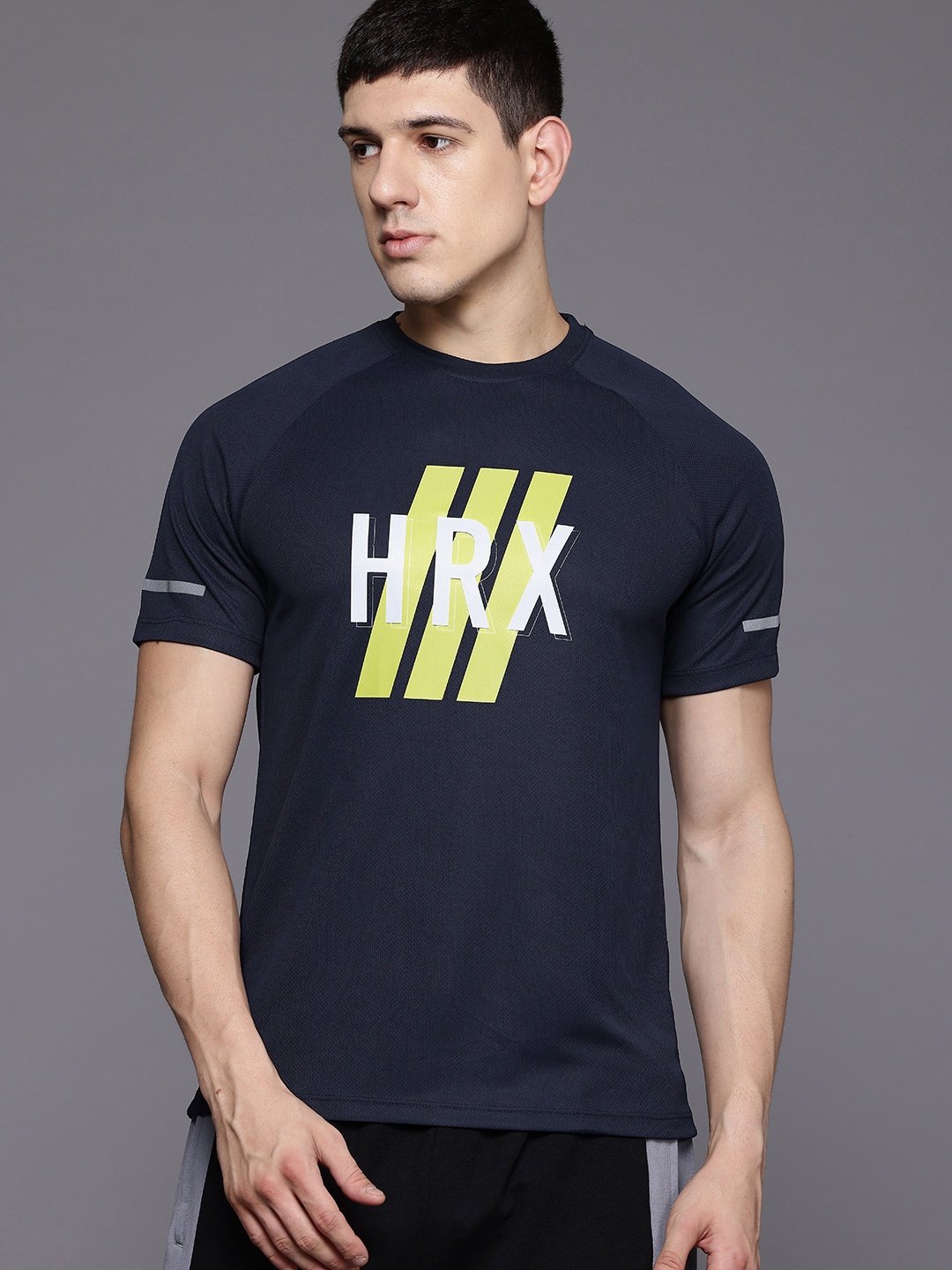 

HRX by Hrithik Roshan Brand Logo Print Training T-shirt, Navy blue