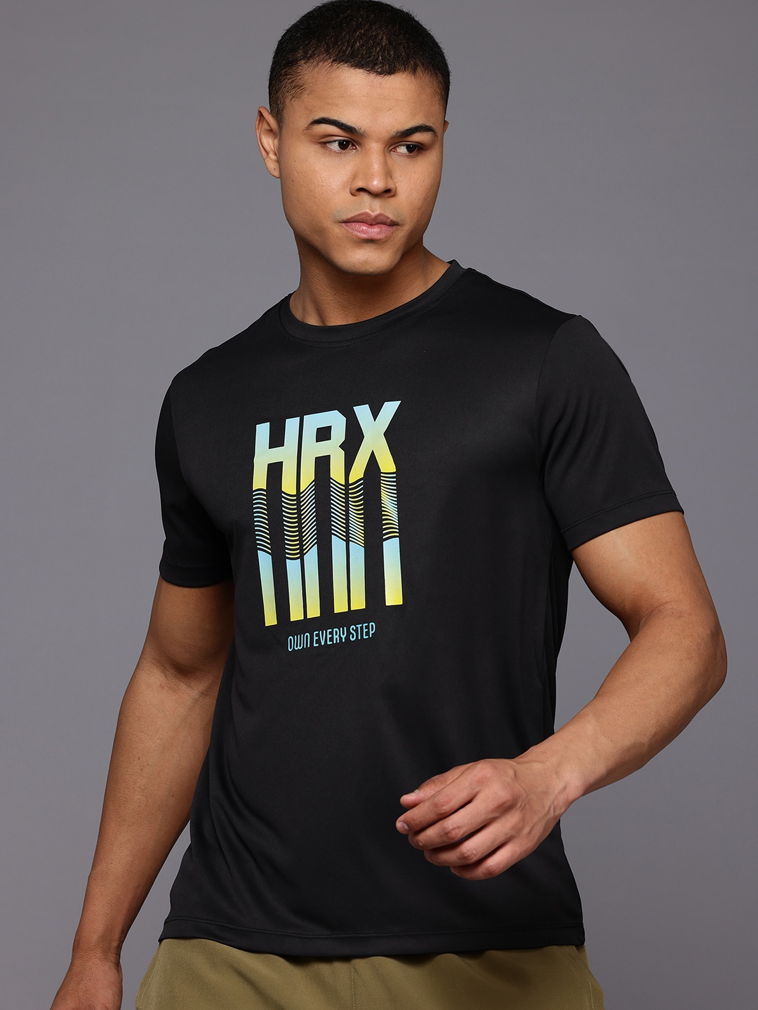 

HRX by Hrithik Roshan Printed Rapid-dry Running T-shirt, Black