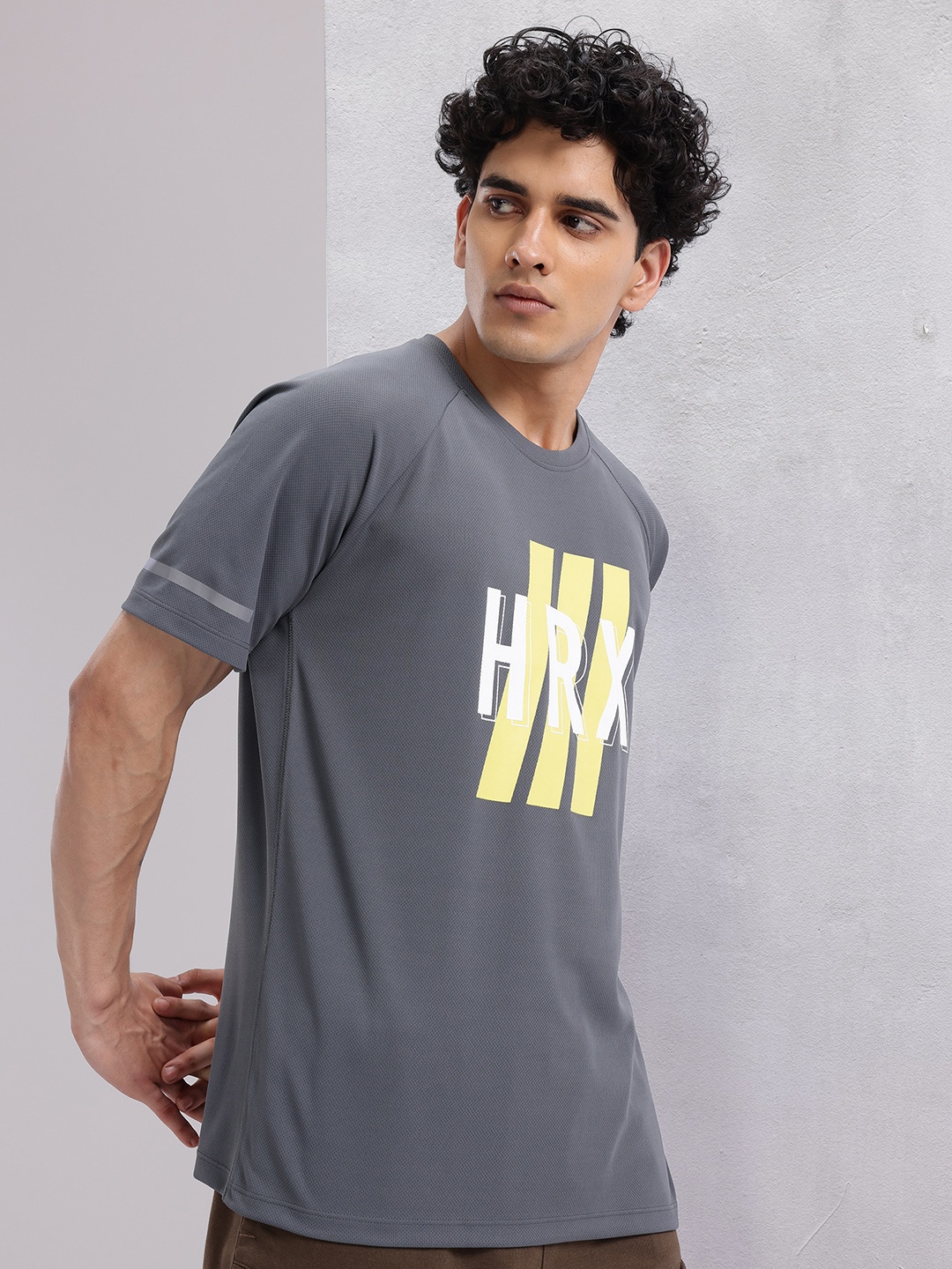 

HRX by Hrithik Roshan Men Brand Logo Printed Rapid-Dry Training T-shirt, Grey