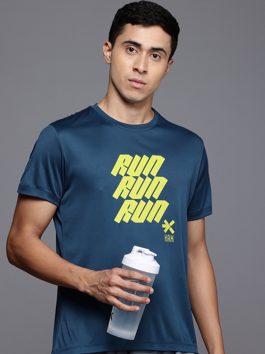 

HRX by Hrithik Roshan Rapid-Dry Printed Running T-shirt, Blue