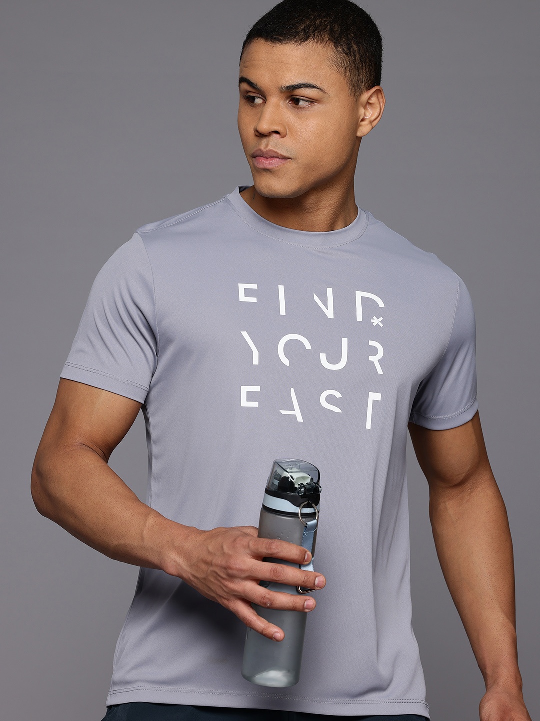 

HRX by Hrithik Roshan Printed Running T-shirt, Grey