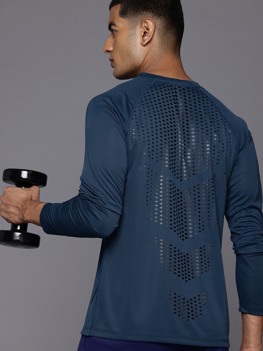 

HRX by Hrithik Roshan Printed Rapid-Dry Training T-shirt, Navy blue