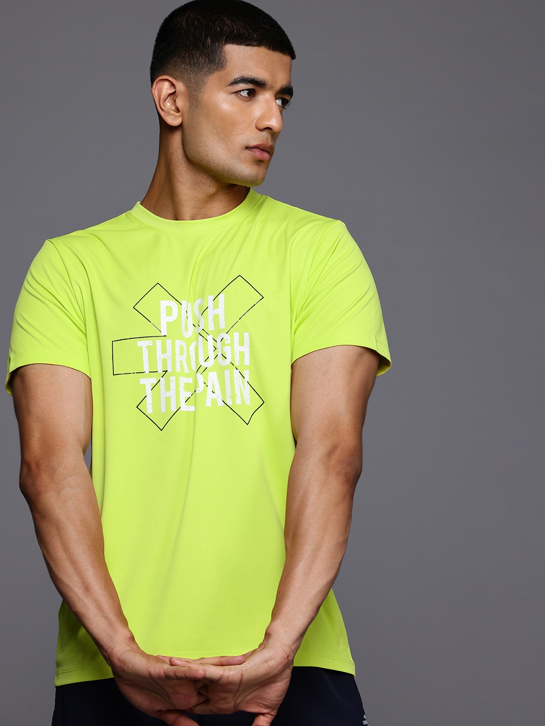 

HRX by Hrithik Roshan Rapid-Dry Printed Running T-shirt, Fluorescent green