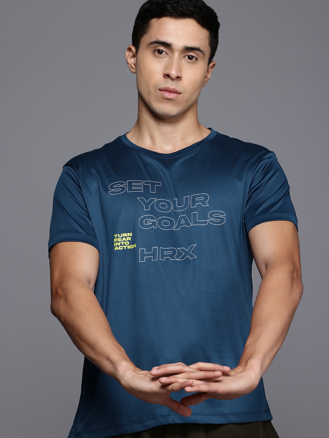 

HRX by Hrithik Roshan Rapid-Dry Printed Training T-shirt, Teal