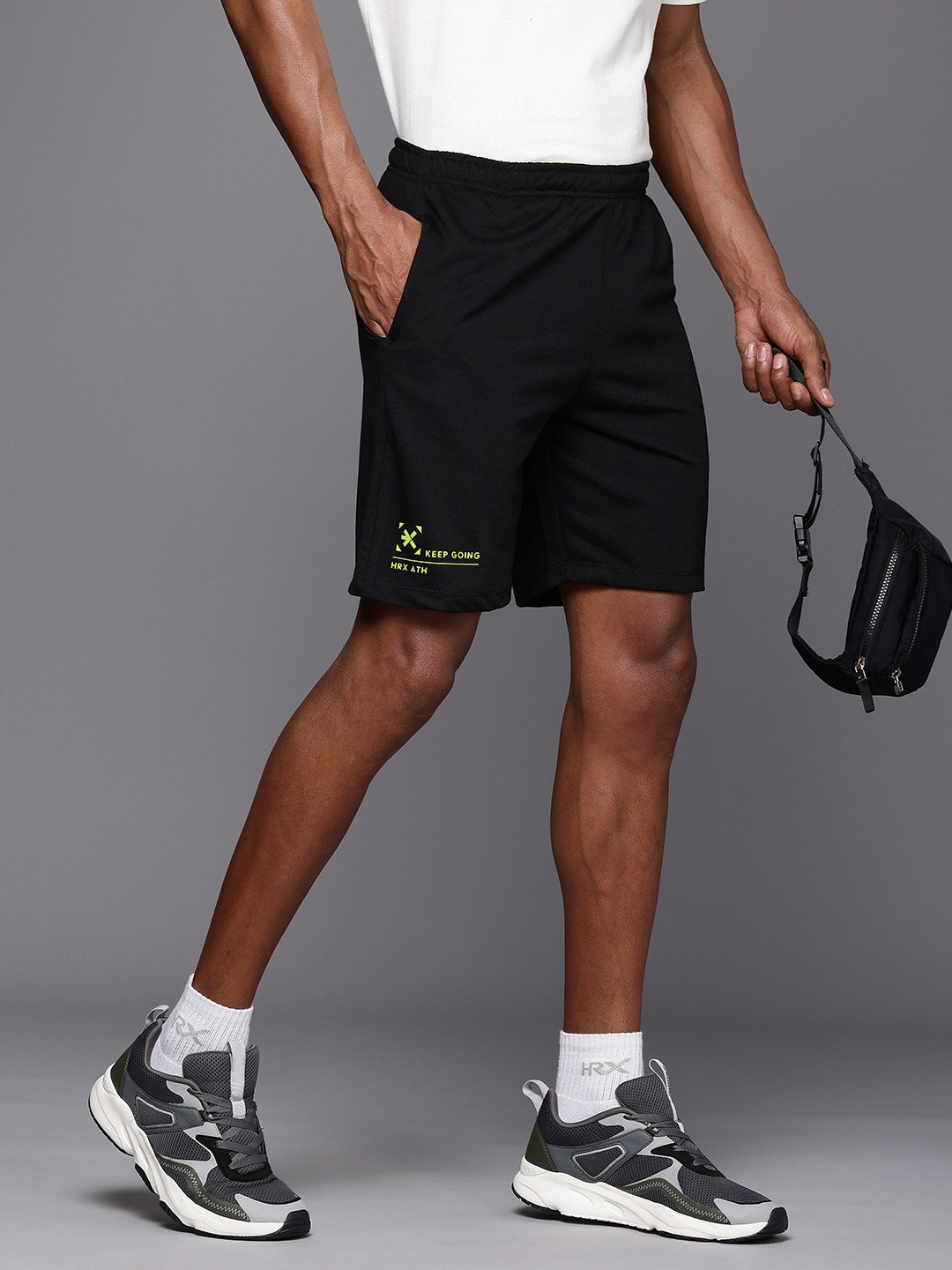 

HRX by Hrithik Roshan Men Typography Printed Shorts, Black