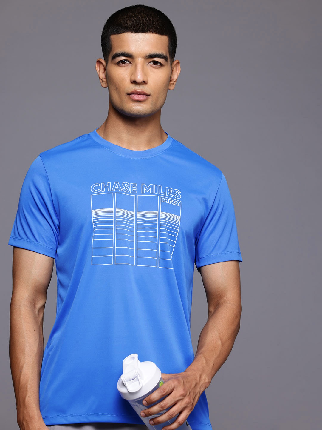 

HRX by Hrithik Roshan Rapid-Dry Printed Running T-shirt, Blue