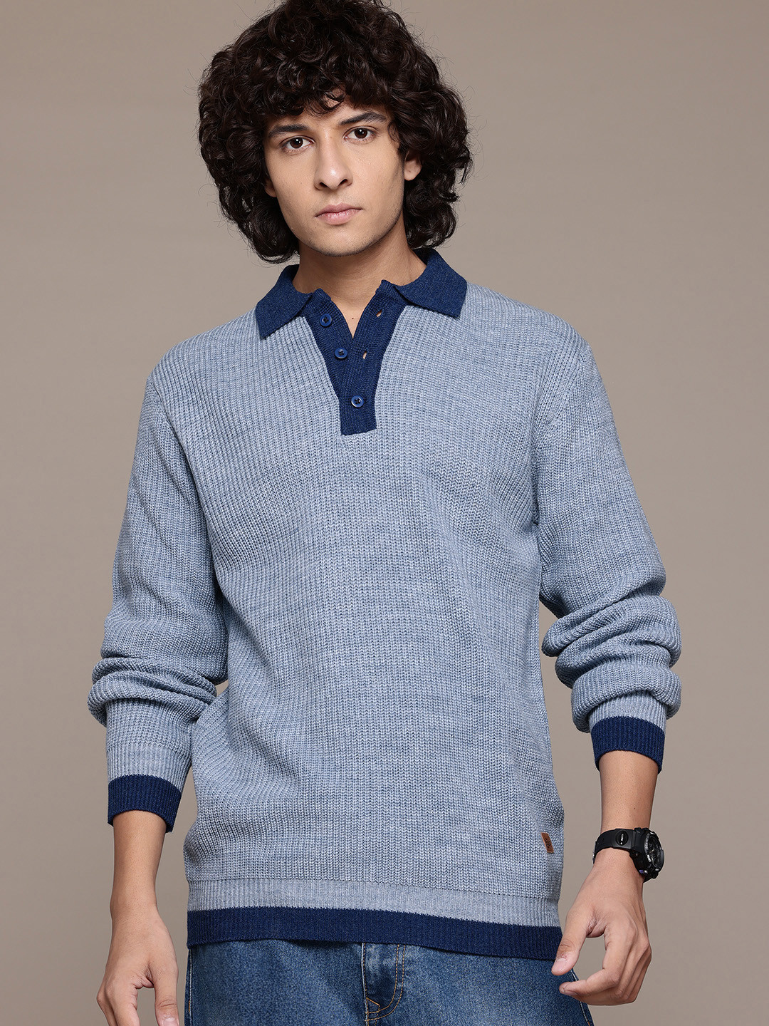 

The Roadster Lifestyle Co. Men Acrylic Pullover, Blue