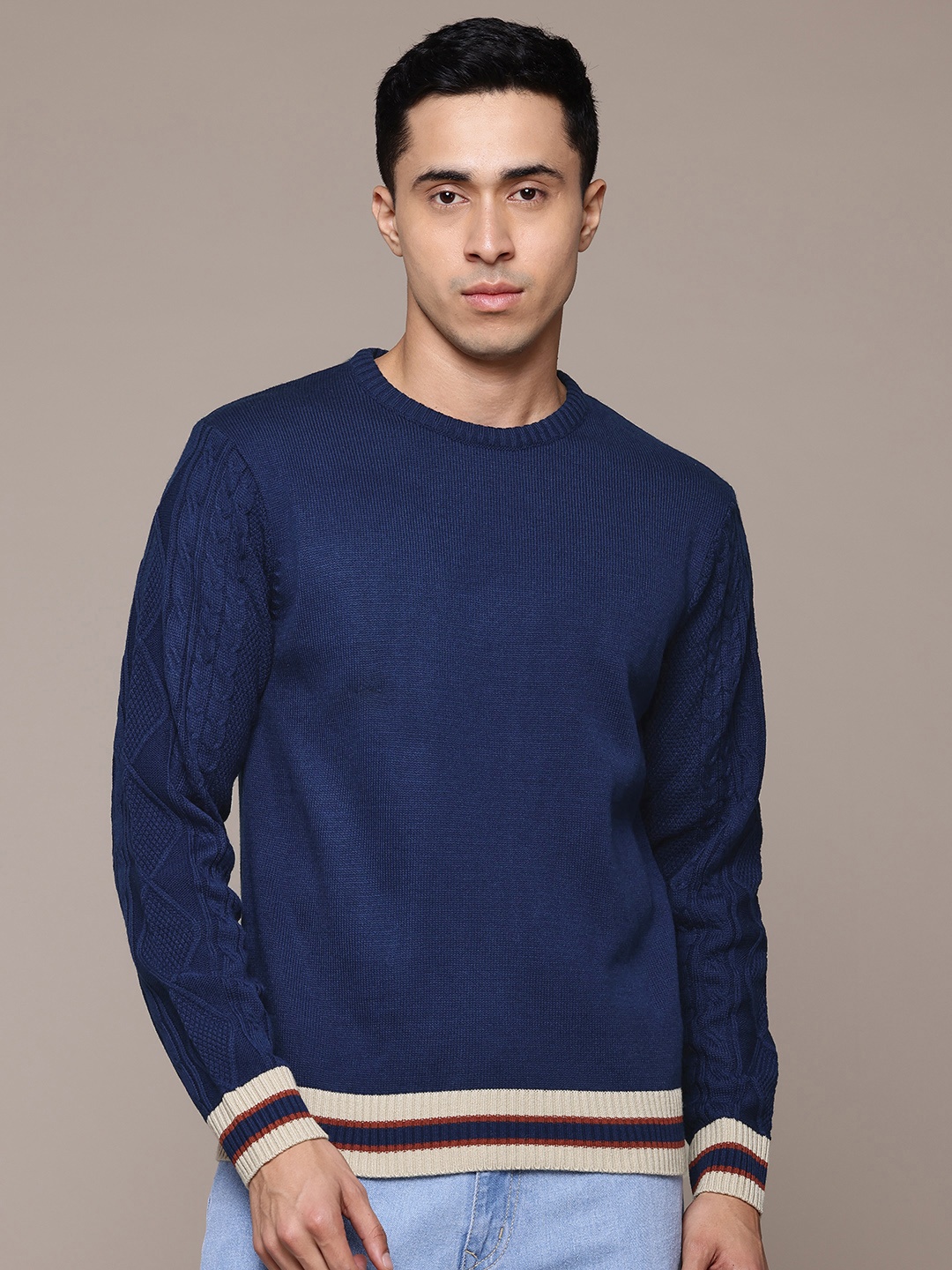 

The Roadster Lifestyle Co. Contrast Hem Pullover, Navy blue
