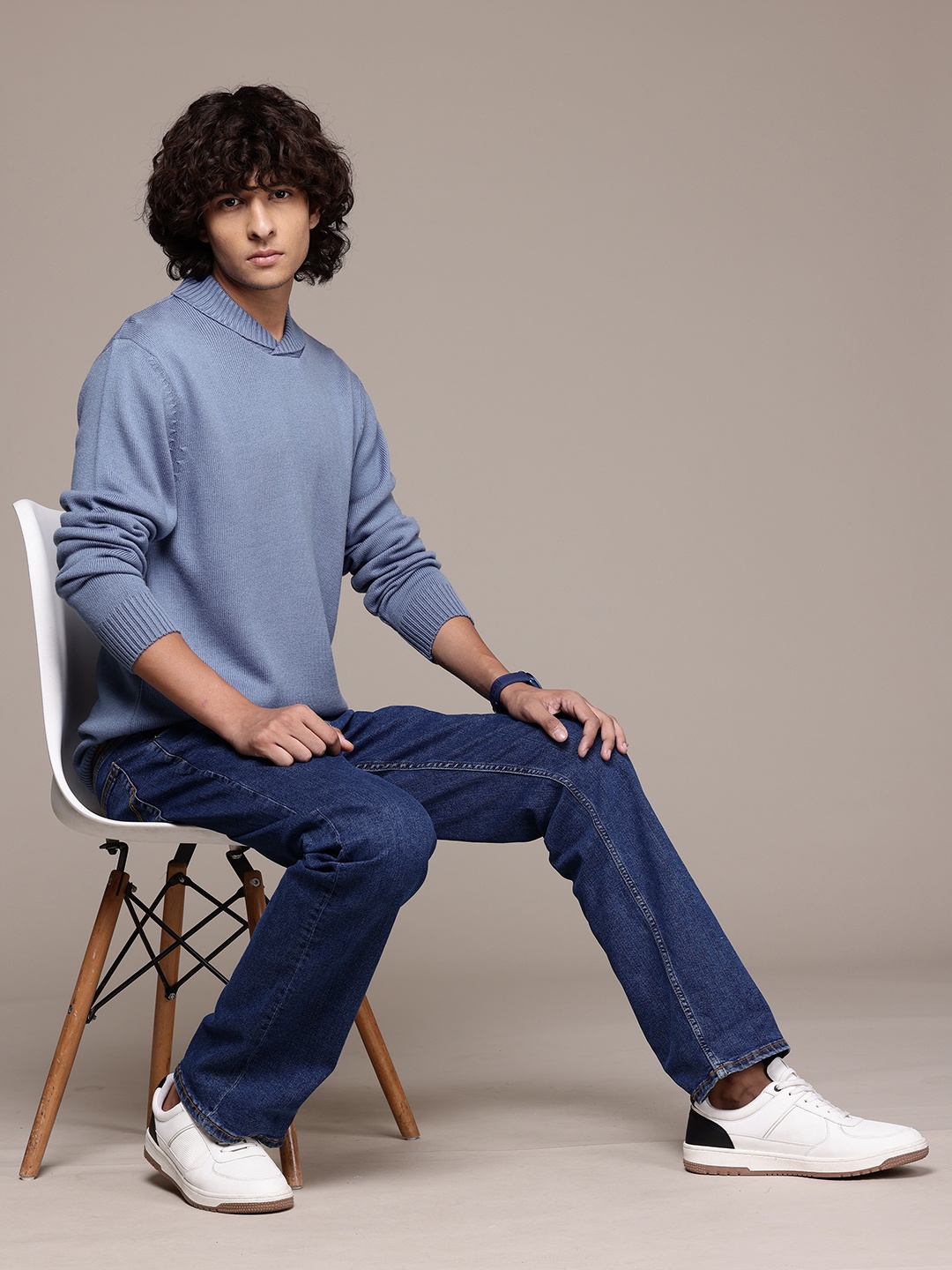 

The Roadster Lifestyle Co. Men Acrylic Pullover, Blue