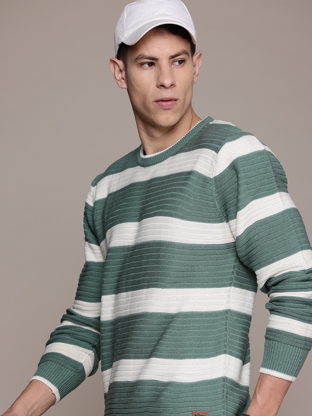 

The Roadster Lifestyle Co. Acrylic Striped Pullover, Green