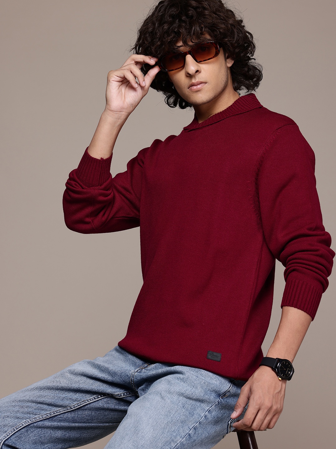 

The Roadster Lifestyle Co. Men Acrylic Pullover, Maroon