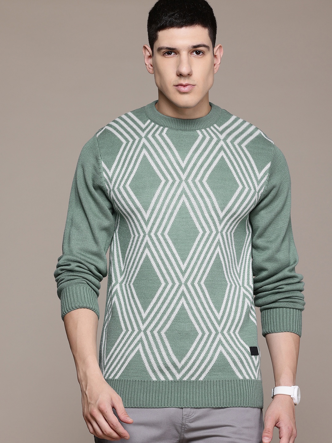 

The Roadster Lifestyle Co. Geometric Acrylic Pullover, Green